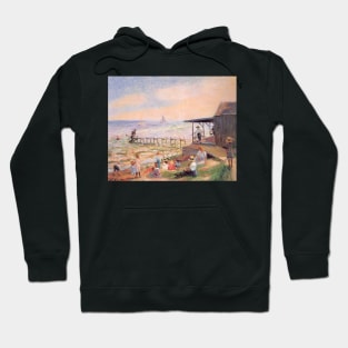 Beach Side By William James Glackens Digitally Enhanced Hoodie